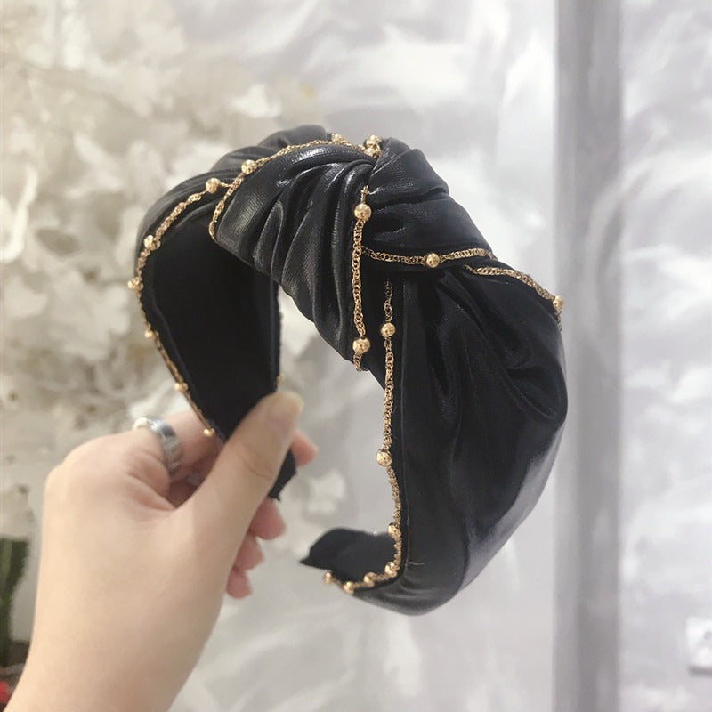 Beaded Knotted Wide-Brimmed Headband