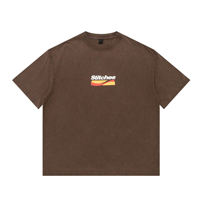 Washed Vintage Letter Printed Tee - Unisex Harajuku Style