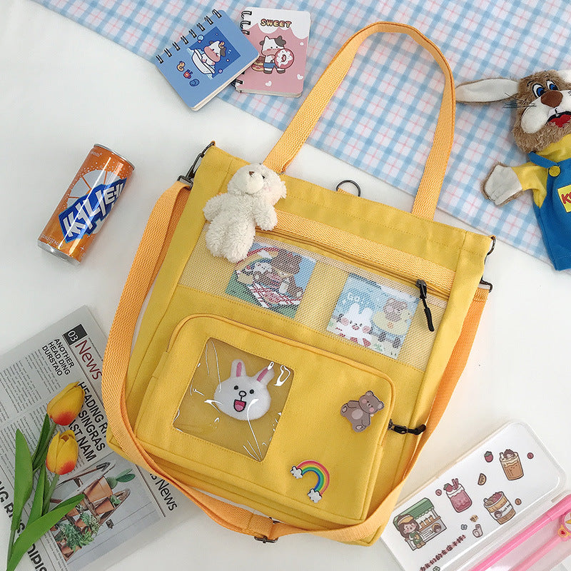 Korean Spring Canvas Rabbit Pendant Backpack