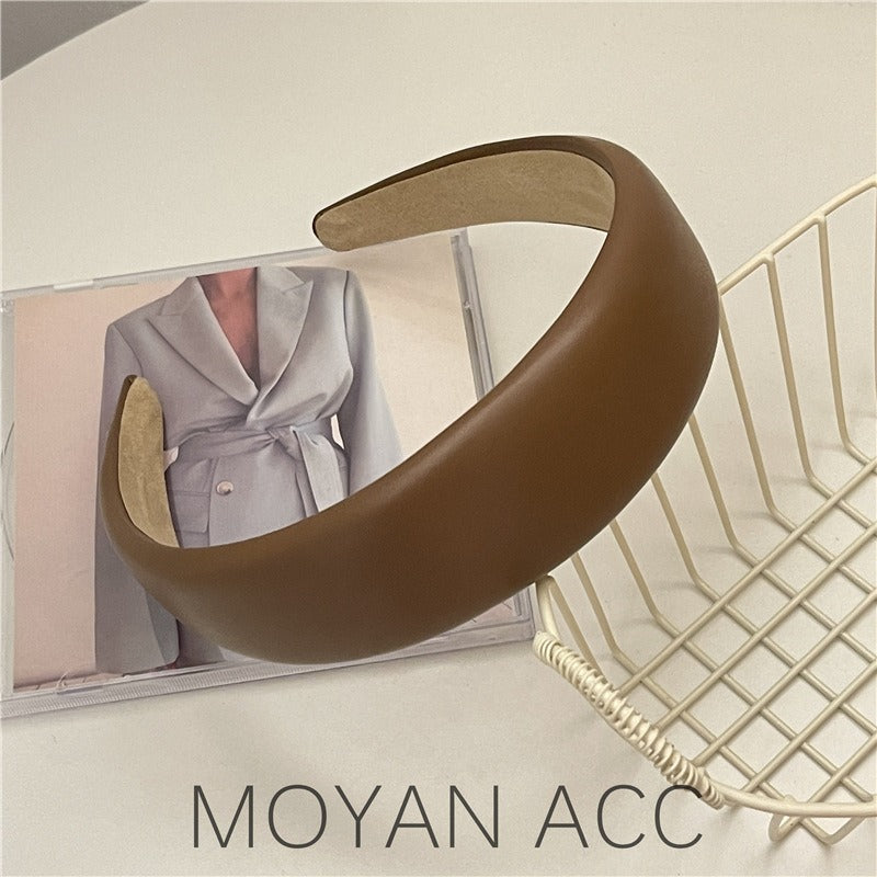 Elegant PU Leather Wide Edge Hair Band