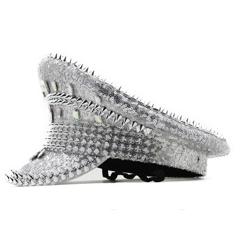Playful Silver Sequin Wedding Hat - Harajuku Style