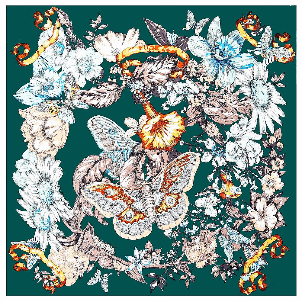 Hand-Painted Butterfly Flower Shawl - Versatile Square Scarf