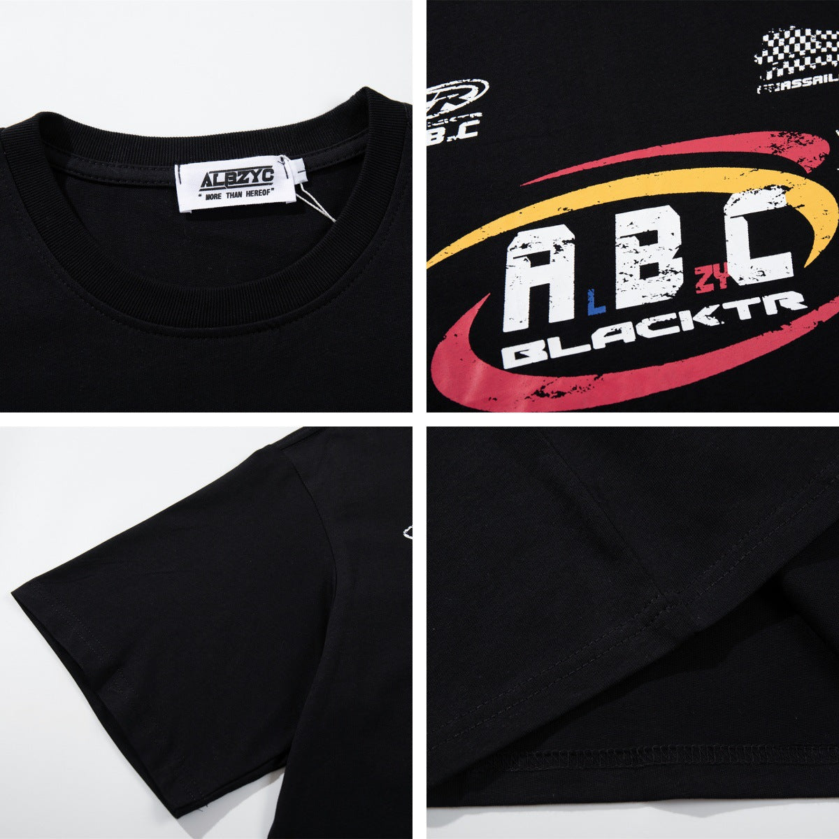 Harajuku Street Letter Print Motorcycle T-Shirt for Men