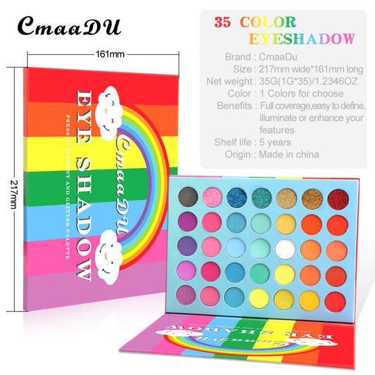 35 Colors Rainbow Matte Eyeshadow Palette - Waterproof & Glitter