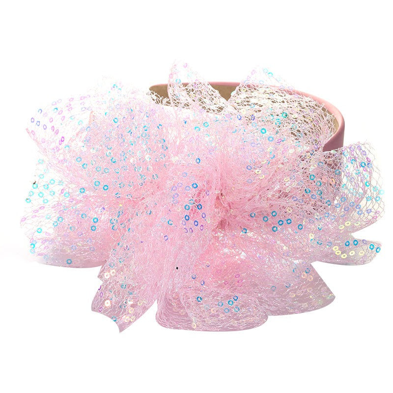 Solid Color Sequin Flower Wide Edge Headband