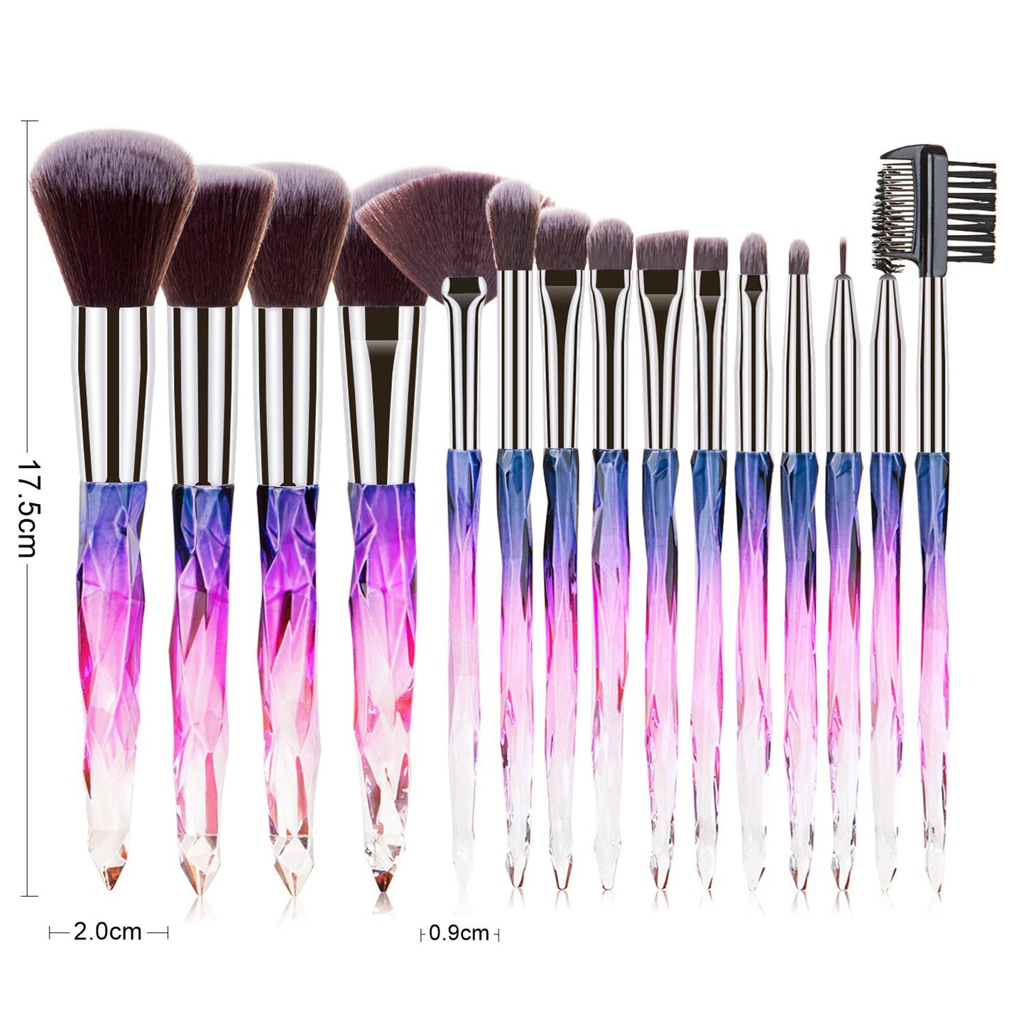 15 pcs Diamond Crystal Makeup Brush Set