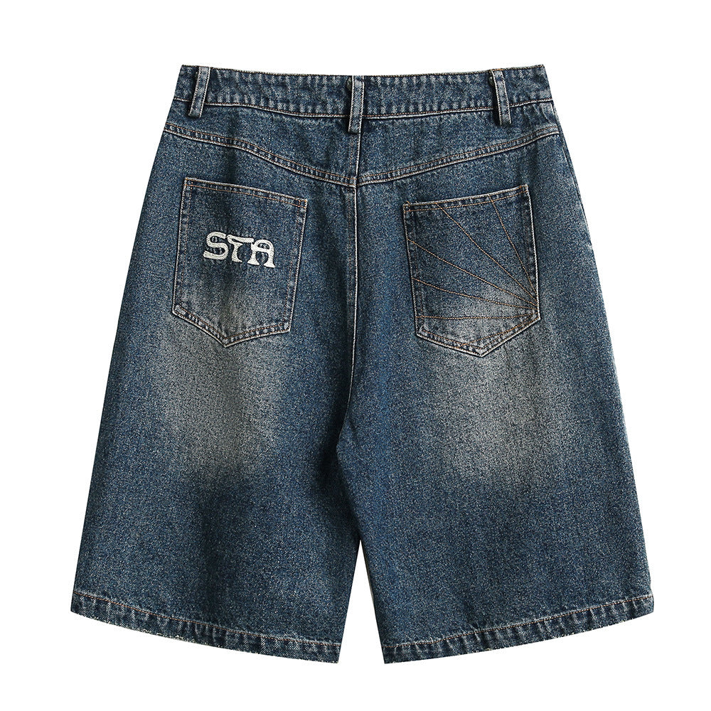 Retro Deconstructed Denim Shorts for Men - Harajuku Style