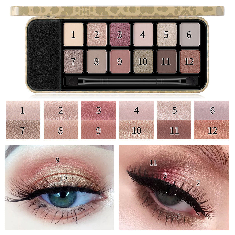 12 Colors Leopard Eyeshadow Palette - Pearl Matte Finish