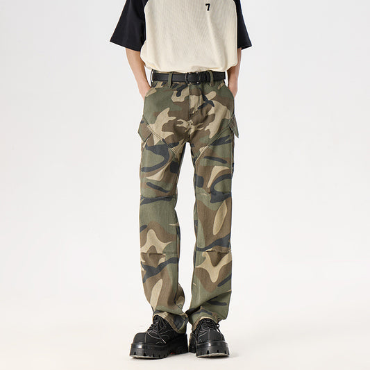 Retro Camouflage Work Pants for Men