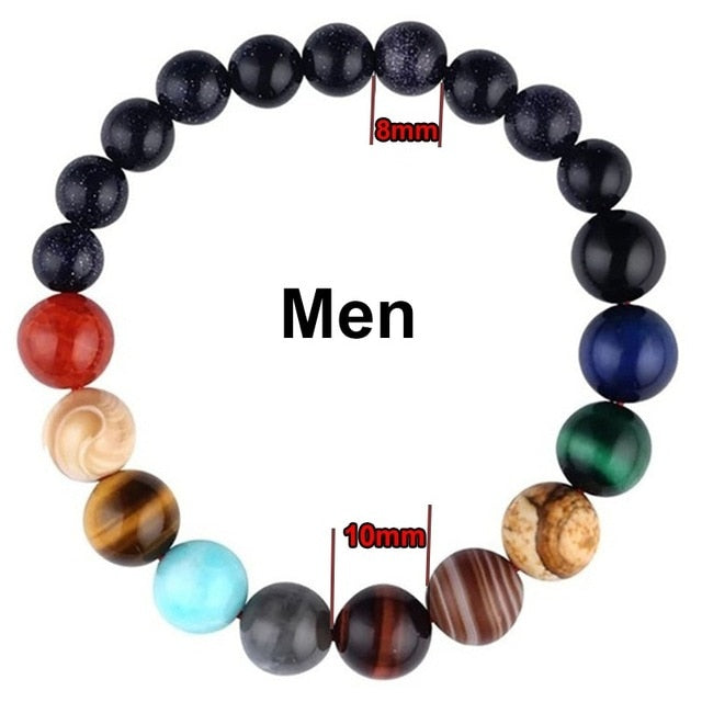 Lovers Eight Planets Natural Stone Bracelet - Galaxy Chakra