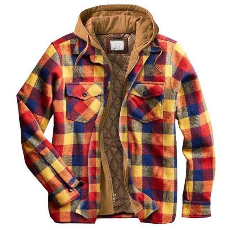 Men's Harajuku Plaid Jacket - Cotton 3D Printed Coat