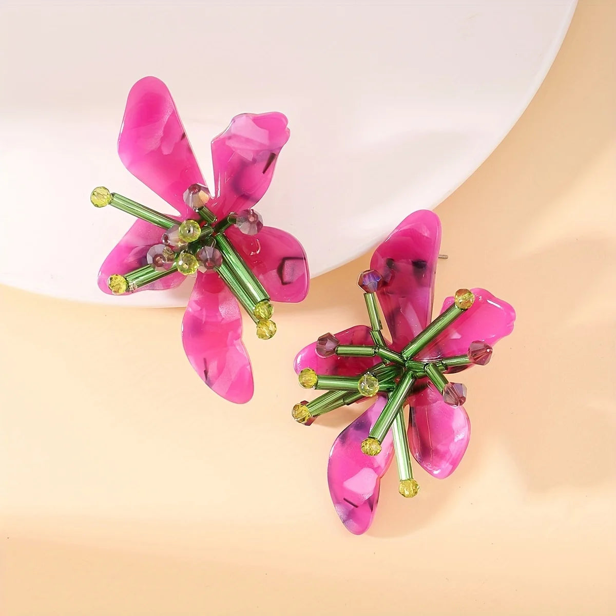 Colorful Harajuku Flower Jewelry Set - Necklace & Earrings