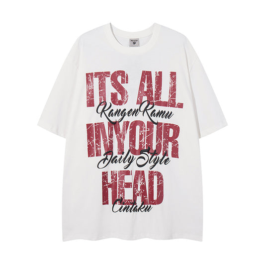 Retro Distressed Letter Print Oversized T-Shirt