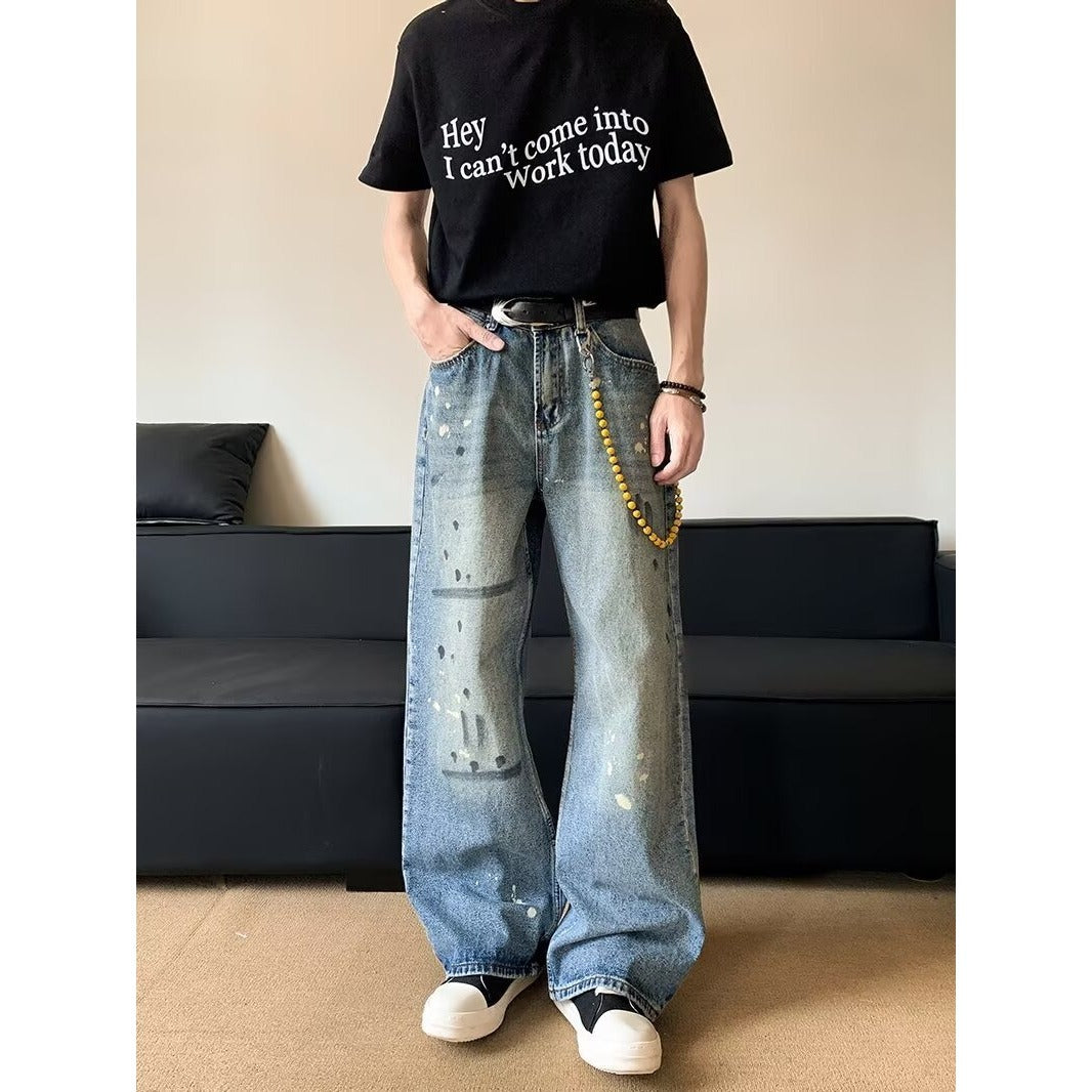 Retro Washed Wide Leg Jeans - Harajuku Style