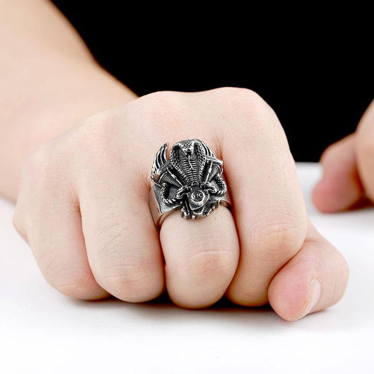 Retro Snake Biker Ring - Steel Soldier Style