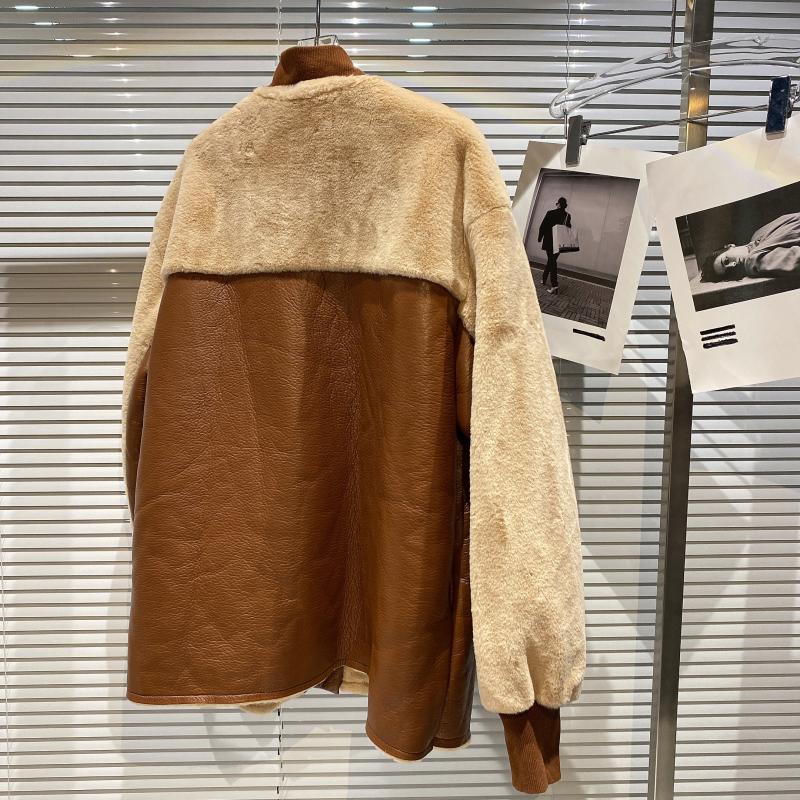 Harajuku Style Women’s Faux Leather Fur Splicing Jacket