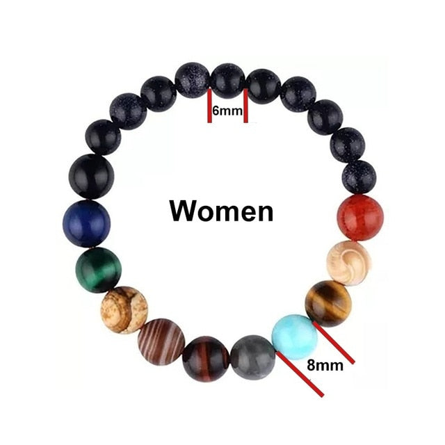 Lovers Eight Planets Natural Stone Bracelet - Galaxy Chakra