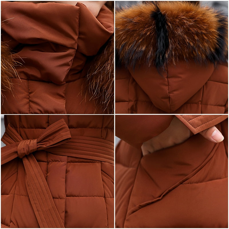 Harajuku Style Slim Women’s Winter Jacket with Fur Hood