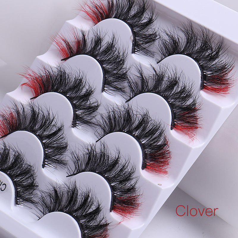 5 Pairs of Playful Colorful False Eyelashes - Multi Layered Mink-like