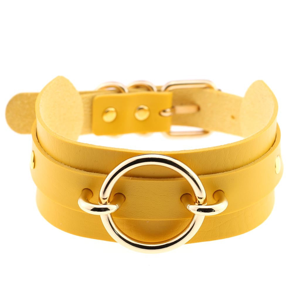 Harajuku Exaggerated PU Leather O-Ring Collar Necklace