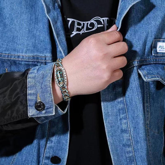 Turquoise Nine-eyed Dzi Bead Bracelet - Harajuku Style