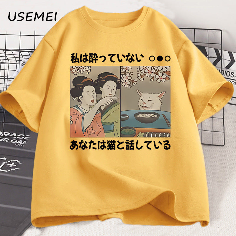 Harajuku Style Cartoon Cat T-Shirts – Kawaii Summer Fashion