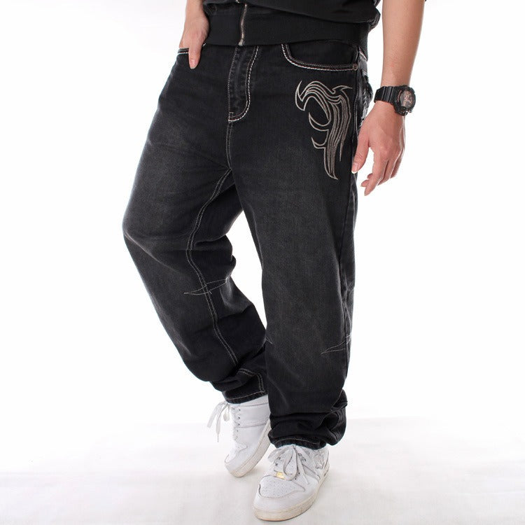 Trendy Hip-Hop Jeans for Men - Loose Fit Skateboard Pants