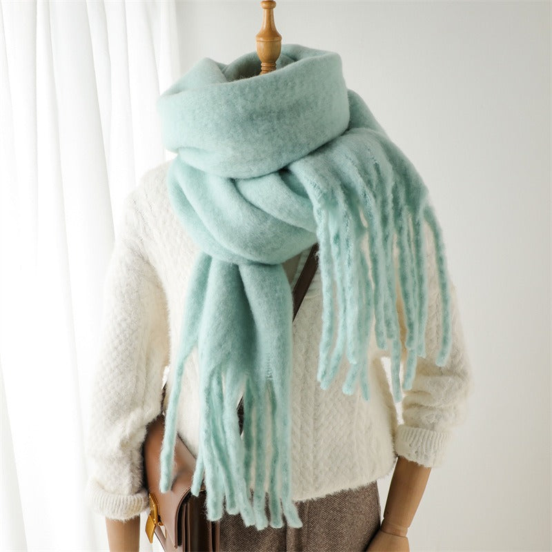 Versatile Mohair Scarf with Tassels for Harajuku Style