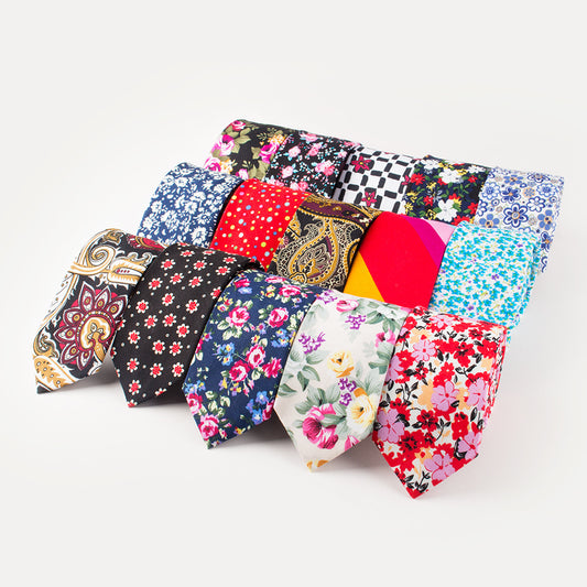 Men's Cotton Floral Print Wedding Tie