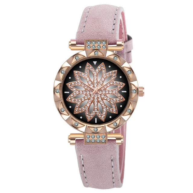 Starry Sky Leather Strap Watch for Women
