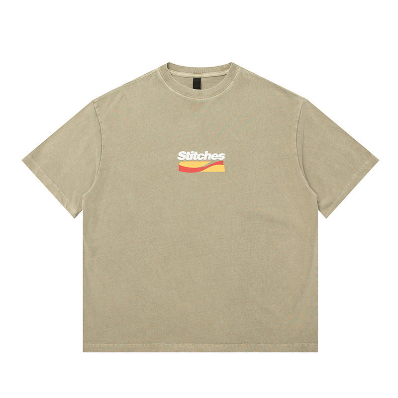 Washed Vintage Letter Printed Tee - Unisex Harajuku Style