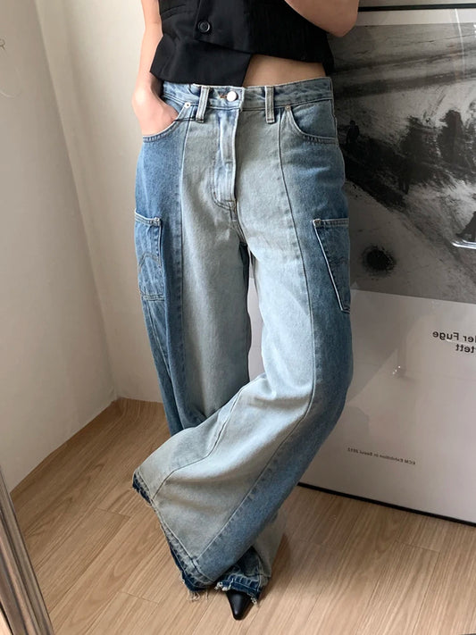 High Waist Patchwork Streetwear Trousers for Women