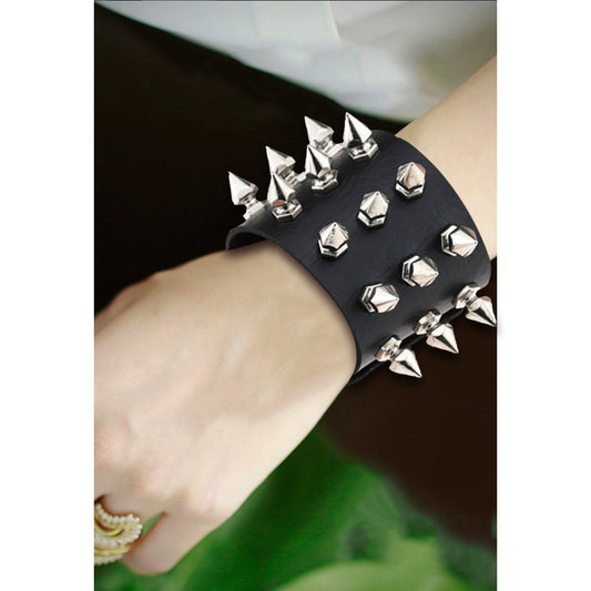 Punk Gothic Spiked Leather Cuff Bracelet