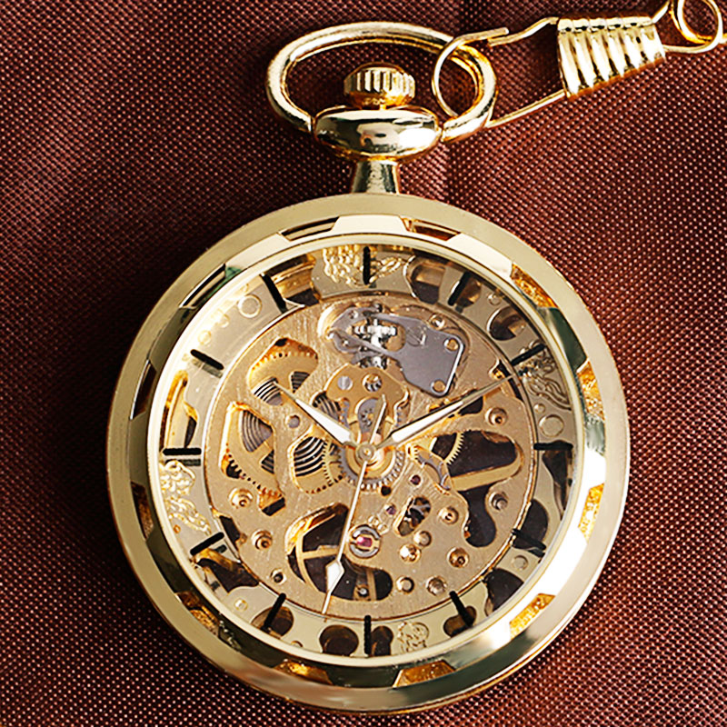 Vintage Steampunk Skeleton Pocket Watch Necklace