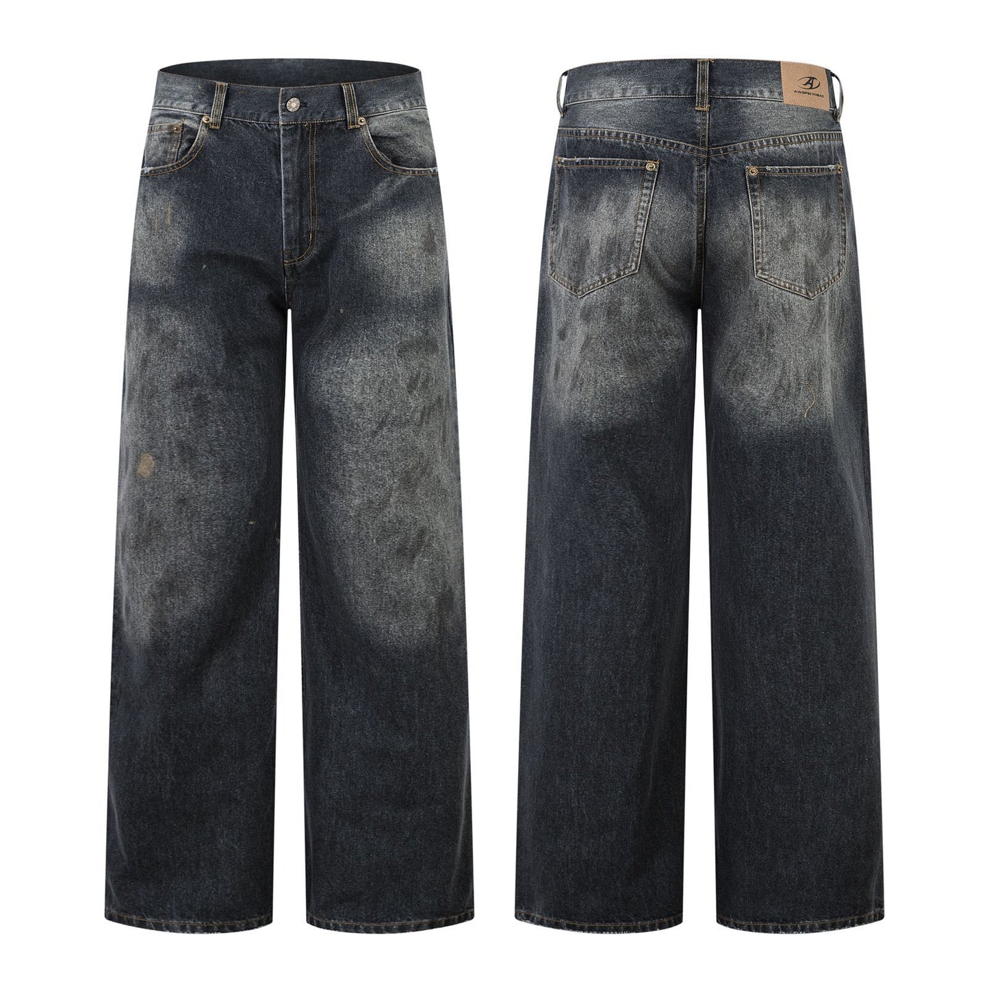 Playful Harajuku Straight Leg Jeans in Washed Black