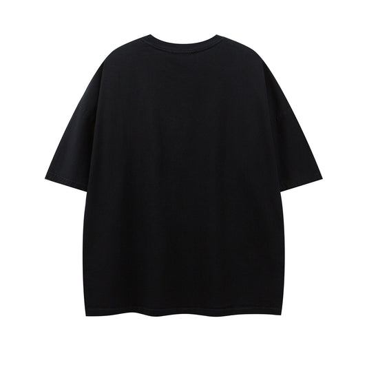 Retro Letter Print Crew Neck T-Shirt - Harajuku Style