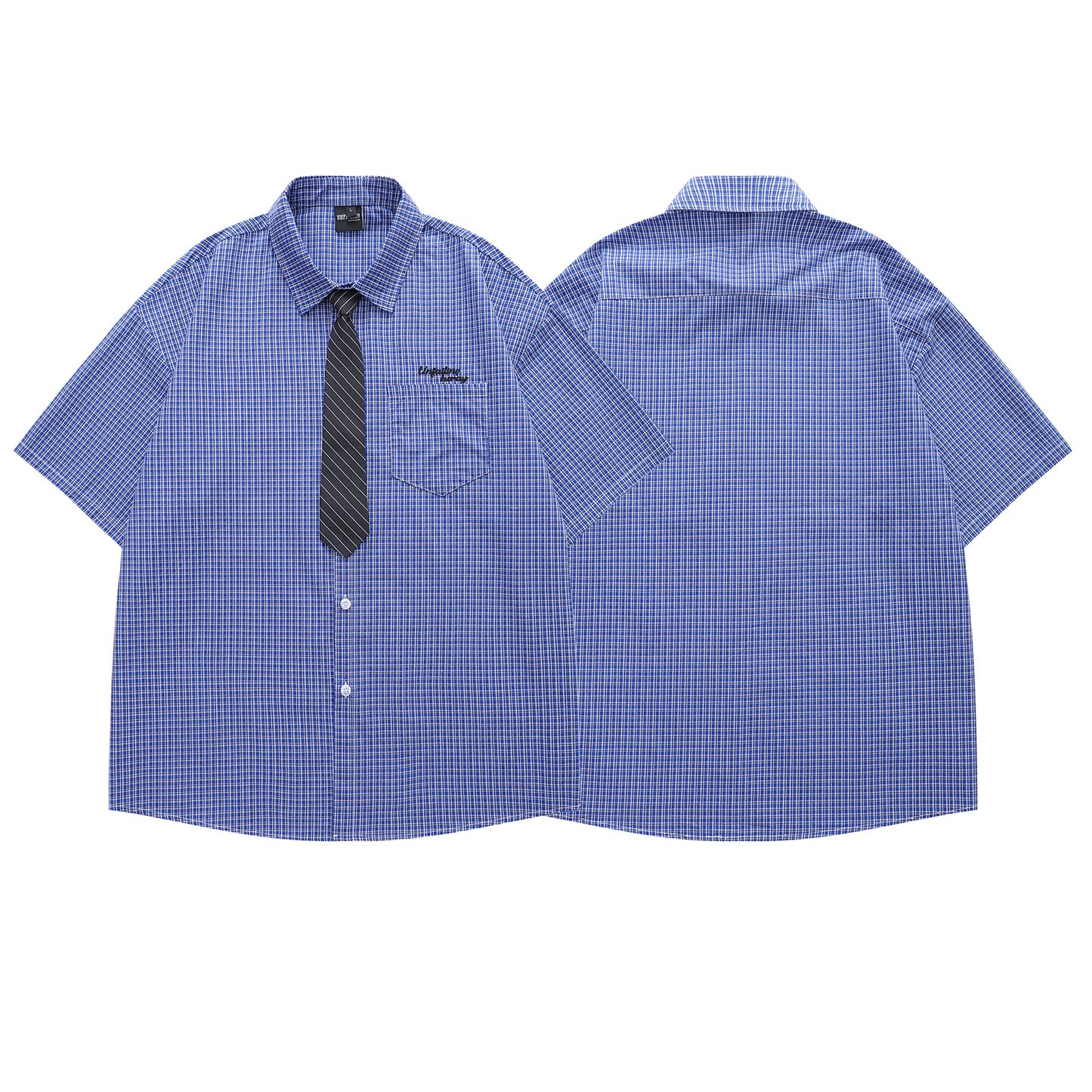 Retro Letter Embroidery Plaid Shirt - Unisex Harajuku Style