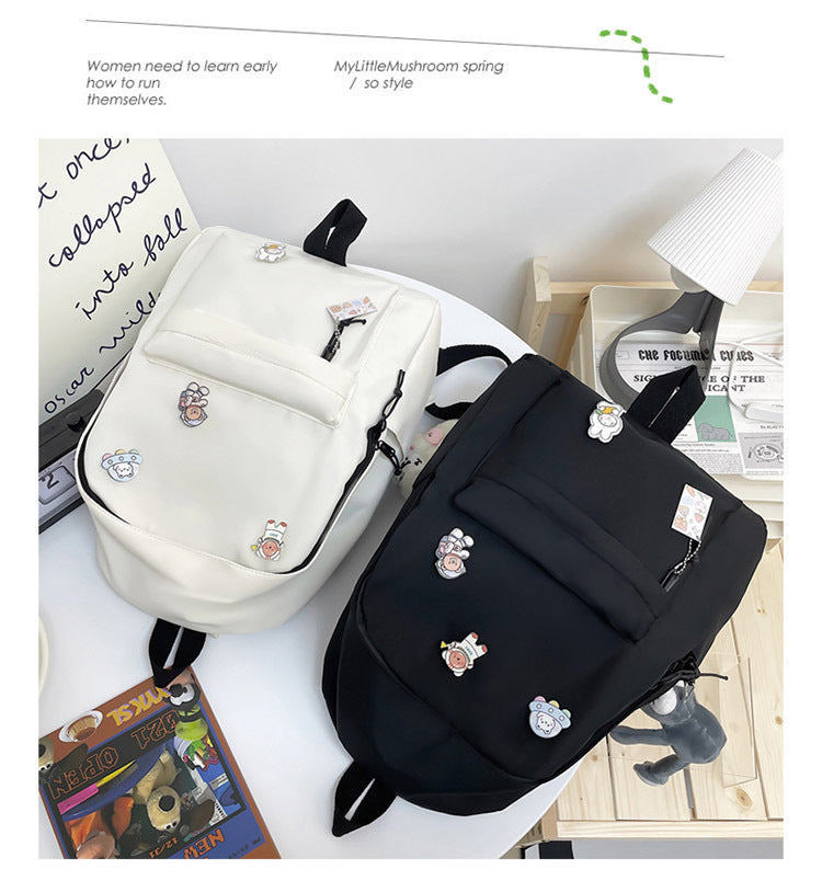 Solid Color Large-Capacity Schoolbag for Women