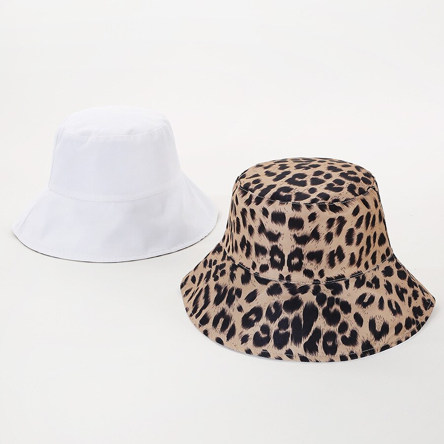 Reversible Two-Sided Leopard Black Bucket Hat