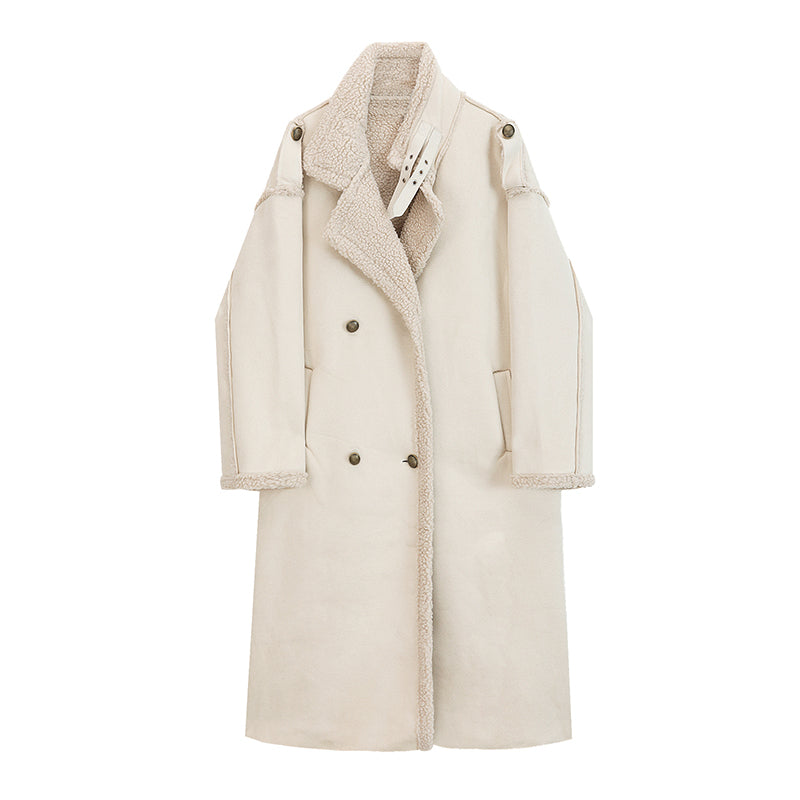 Harajuku Style Women's Warm Mid-Length Lamb Wool Coat