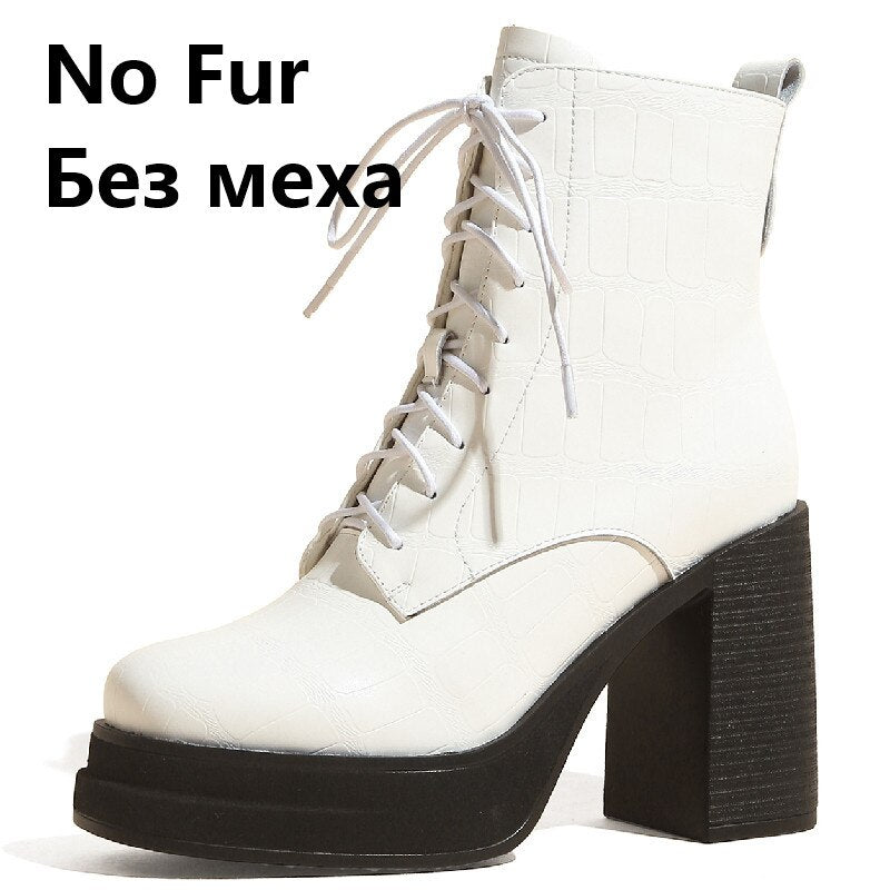 Women Ankle Boots Retro Fashion Office Chunky Heels