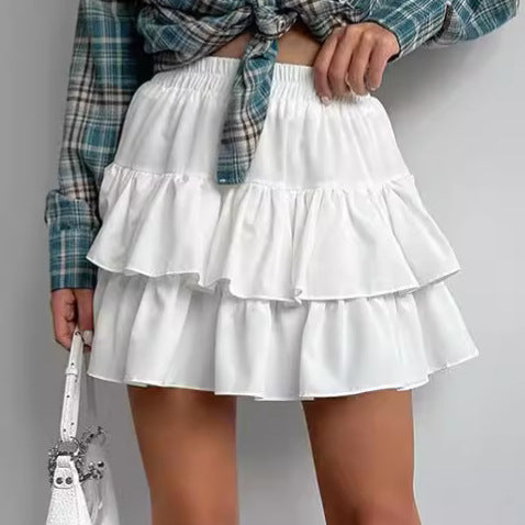 Harajuku-Inspired Double-Layer High-Waisted Pleated Skirt