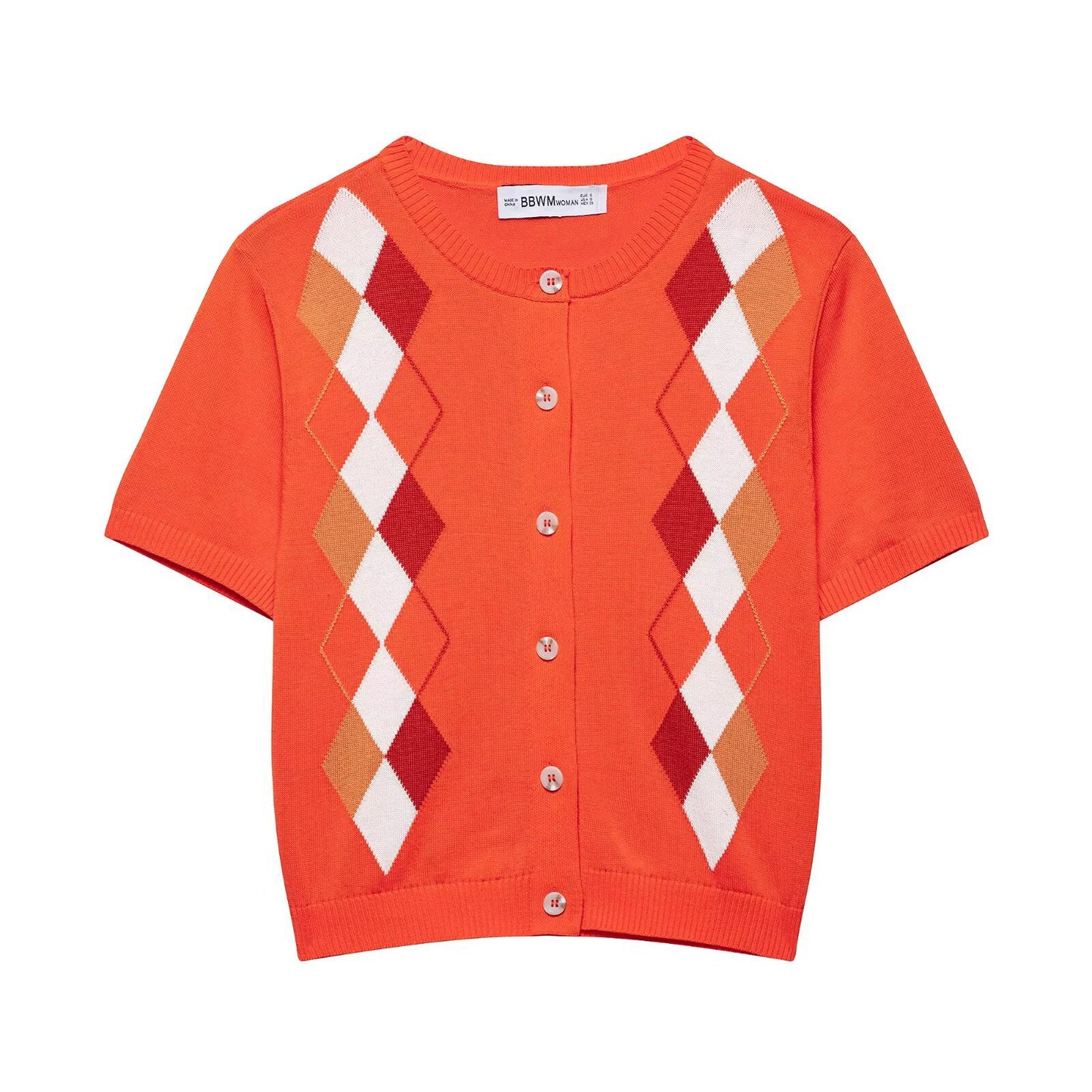 Playful Plaid Contrasting Short Sleeved Cardigan Top