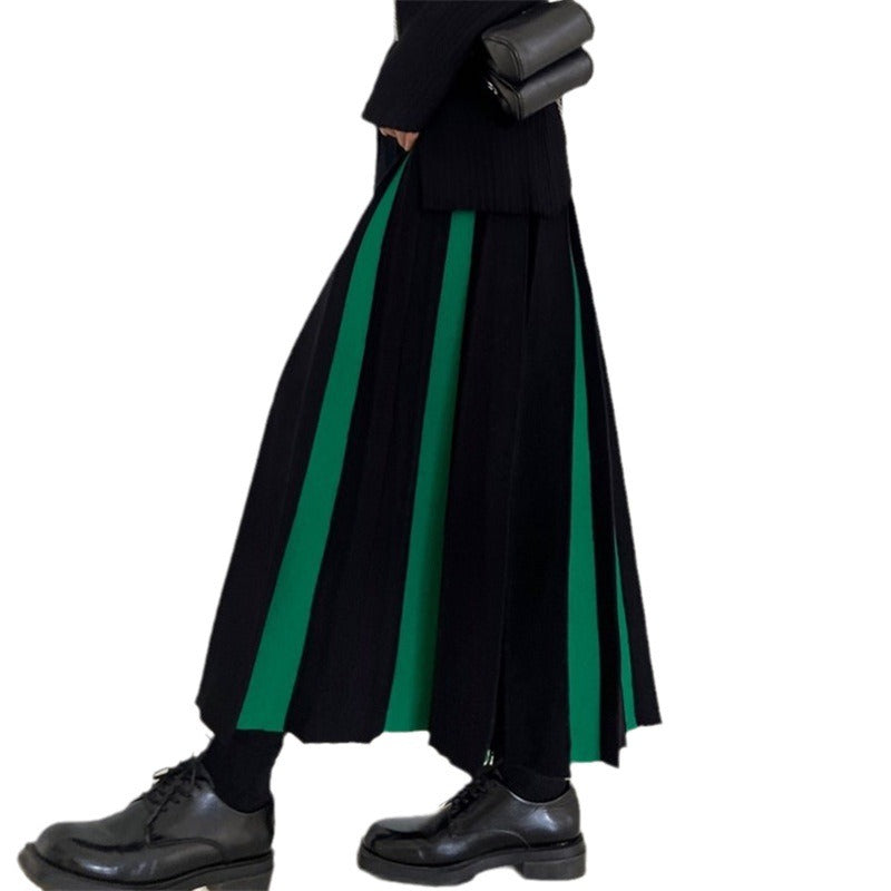 Harajuku Style Casual Hit Color Knitted A-Line Skirt
