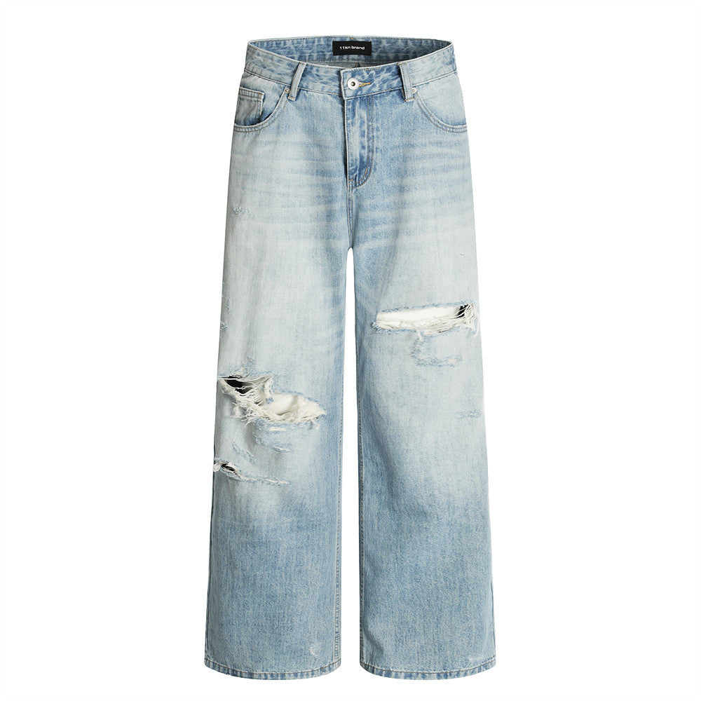 Washed Gradient Denim Dad Jeans - Harajuku Street Style