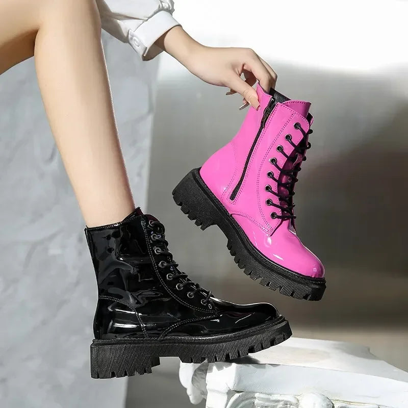 Harajuku Style Colorful Ankle Boots - Gothic Platform Punk