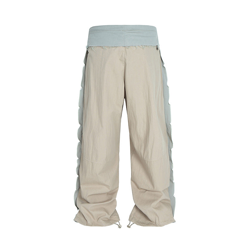 Harajuku Style Denim Cargo Trousers with Drawstring Cuffs