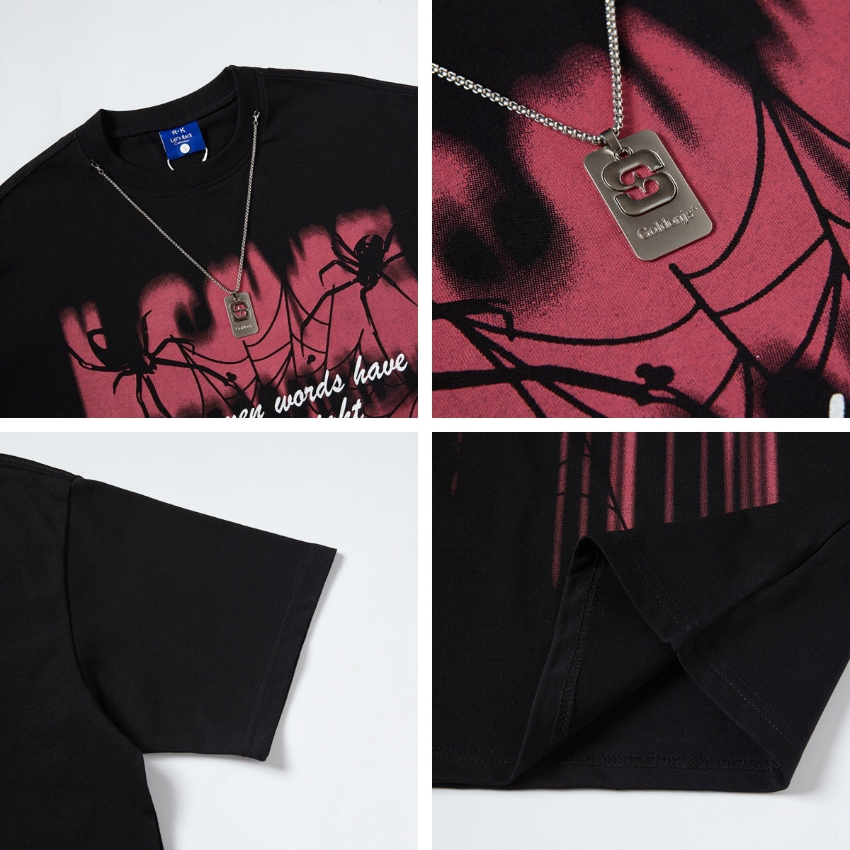 Playful Street Style Spider Web Graffiti T-Shirt