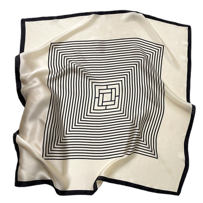 Playful Striped Mulberry Silk Square Scarf for Women