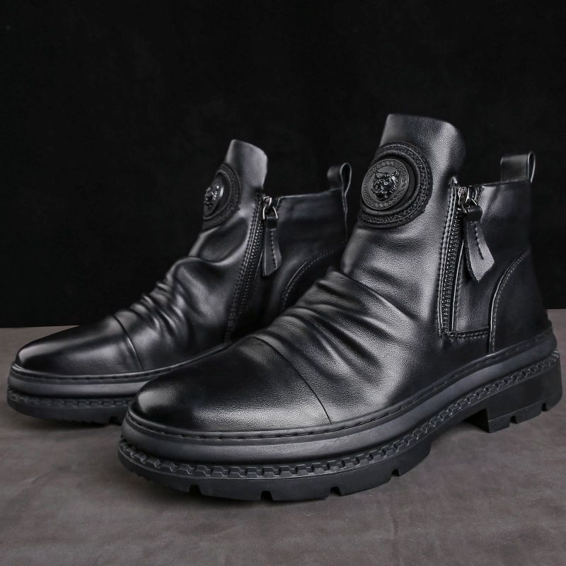 Men's Korean Zipper Boots - Casual Harajuku Style